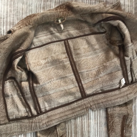 Free People distressed cloth motorcycle jacket - Picture 5 of 7